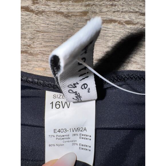 Gottex 16W Black Ruffle Trim Swim Skirt Plus Size High Waist Skort Flirty Retro - Picture 4 of 6